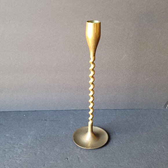 Set of 4 Vintage Brass Twisted Ribbon Swirled Mid Century  Vintage Brass Twisted Taper Candlestick Set of 2 Candle Holders Taiwan